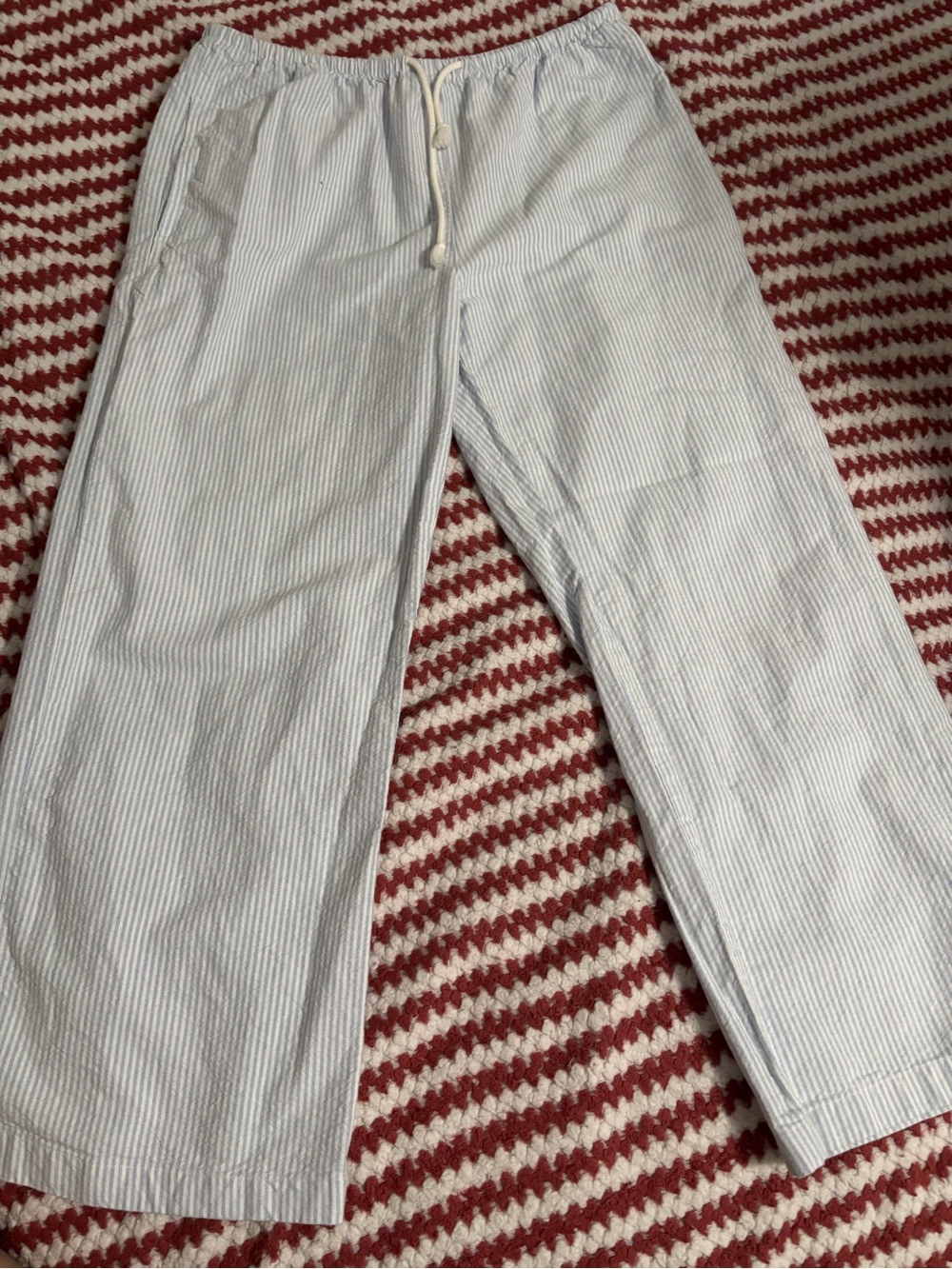 Brandy Melville Light Blue Pinstripe Wide-Leg Pants
